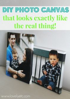 two canvases with the words diy photo canvass that looks exactly like the real thing