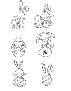 an easter bunny coloring page with eggs and bunnies