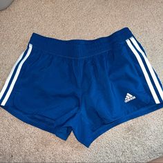 Brand New Without Tags Just Never Wore Them Adidas Blue Shorts With Three Stripes, Adidas Blue Workout Shorts, Blue Shorts With Three Stripes For Summer, Adidas Blue Workout Bottoms, Adidas Blue, Adidas Shorts, Blue Adidas, Shorts Athletic, Athletic Shorts