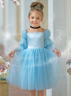 Your little fashionista is sure to steal the spotlight in our statement sleeve tulle dress. Its dramatic silhouette and pretty details will leave everyone in awe of your cutie-pie. Fashion flair is in the air! Light and breathable fabric for a comfy fit that gives her cool-girl confidence all day. Cute Princess Dress With Long Sleeves In Tulle, Spring Long Sleeve Tutu Dress For Pageant, Blue Fairytale Tulle Dress, Light Blue Long Sleeve Princess Dress For Party, Long Sleeve Light Blue Princess Dress For Party, Light Blue Long Sleeve Princess Party Dress, Long Sleeve Light Blue Princess Party Dress, Blue Princess Style Tutu Dress For Fancy Dress, Fairytale Tulle Tutu Dress For Fancy Dress