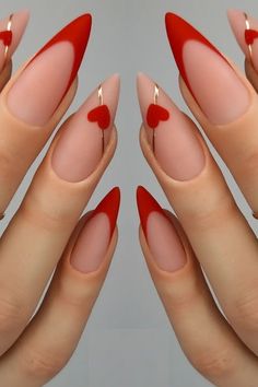 #Manikur_Kuku #Red_Nail_Art #Valentine_Nails #Heart_Nail Heart Nail Art, Heart Nails, Chic Nails, Valentine's Day Nails, Valentines Nails, Love Nails, Acrylic Nail Designs