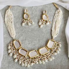 Gold Rodium Polish White and Off White color Necklace in Metal Alloy studded with Beads Color Necklace, Metal Necklace, White Necklace, Off White Color, Metal Necklaces, White Color, Off White, Beads, Gold