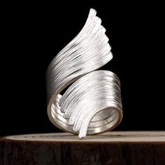 Folding Angel Wings Resizeable Ring - Wyvern's Hoard Folded Angel Wings, Angel Wings Ring, Wings Ring, Angel Wing Ring, Christmas Wishlist, Angel Wings, Wrap Around, 925 Sterling Silver, Make Your