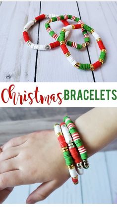 christmas bracelets with candy canes on them and the words, christmas bracelets