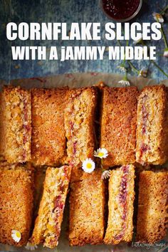 cornflake slices with jammy middle