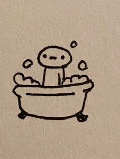 a drawing of a person sitting in a bathtub with bubbles coming out of it