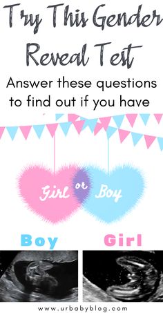 two pictures with the words try this gender reveal test and an image of a baby's pacifier