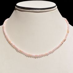 Product Name :- Natural Pink Opal necklace  Stone Shape - Tiny round  Necklace Size - All size available  Metal :- 92.5 Sterling Silver  Color - same as picture  Amazing beaded necklace, made of natural Pink Opal gemstone beads details. It's good material but need care, I would recommend to Permission swim or shower with the jewelry, some details can get ruin faster with water. but it's not like that, Also natural gemstones are all different from each other so there is the possibility that are s Single Strand Pink Opal Necklace With Round Beads, Pink Opal Single Strand Beaded Necklace As Gift, Pink Opal Round Beads Jewelry, Pink Opal Round Beads Necklace, Beaded Pink Opal Necklaces For Jewelry Making, Pink Opal Beaded Necklace For Gift, Pink Opal Round Beads Necklace For Gift, Faceted Pink Beaded Necklaces, Pink Faceted Round Beaded Necklaces