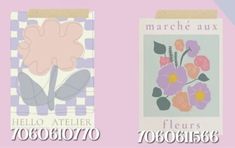 two cards with flowers on them and the words march - aux written in french