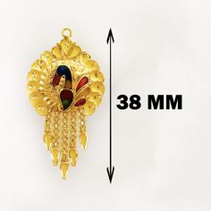 "Please contact us for any discounts or offers that are available on this item. We take absolute care of precious jewels are packed well so that there is no damage to the product. Your item will arrive in an elegant box, ideal for gifting to someone special. The weight of this earring in 18 KARAT SOLID YELLOW GOLD - 6.600 Grams Approximately Handling Time: We take handling time of 10 Business Days from the date of receipt of the payment after receiving cleared payment. Please check our designs l Yellow Gold Pendant Earrings For Festive Occasions, 22k Gold Pendant Earrings As Gift, 22k Gold Pendant Earrings For Gift, Yellow Gold Pendant Earrings For Festivals, Yellow Gold Pendant Earrings, Yellow Gold Drop Earrings, Yellow Gold Earrings, Back Drop, Precious Jewels