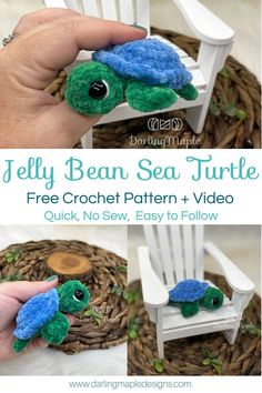 the jelly bean sea turtle crochet pattern and video