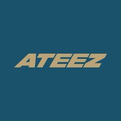 the word ateez on a blue background