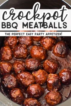 the crockpot sticky bbq meatballs recipe is shown