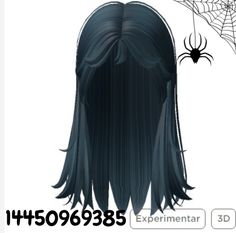 an animated image of a woman with long black hair and a spider on her head