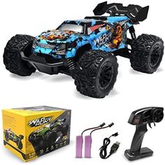 the remote controlled monster truck is in its packaging and ready to be used as a toy