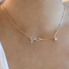 This Arabic Love Necklace features the word for 'love' in Arabic which translates to Hubb حب. It features a dainty gold chain with high quality square cubic zirconia crystals. Pair this up with our matching Arabic Love Bracelet for a complete look. We make our jewellery in small batches to reduce wastage. Our jewellery is designed with the modern Woman in mind, elegant, unique pieces with a classic touch. This is our most popular necklace and is great for gifting, whether it's Valentines, Mothers Day, Birthday Christmas or simply a gift for a friend, sister etc. 14ct gold plating on 925 sterling silver 35+10 CM Meaningful Christmas Gifts, Arabic Necklace, Dainty Gold Chain, Gold Necklace For Women, Meaningful Christmas, Popular Necklaces, Jewelry Elegant, Dainty Gold Necklace, Love Bracelet