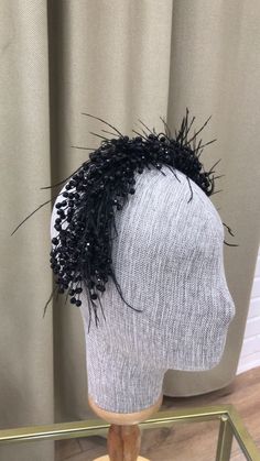 Black Bridal Headband Gothic Tiara With Black Crystal Bead - Etsy Gothic Tiara, Gothic Headpiece, Black Brides, Black Tiara, Bridal Bun, Headband Black, Black Bridal, Black Bride, Hair Treatments