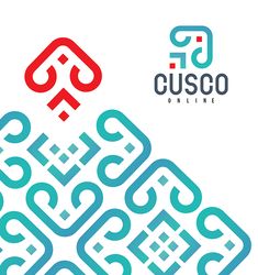 the logo for cusco online is shown in red, blue and green with an abstract design