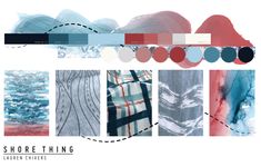 there are many different colors and shapes in this graphic art work, including the words shore thing