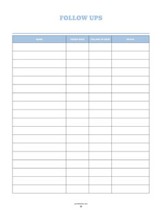 A printable follow-up tracker template with sections for name, order date, follow-up date, and notes, designed for managing client interactions and follow-ups. Small Business Printables, Pricing Templates, Business Printables, Cleaning Business, Business Communication, Business Planner, Strong Relationship, Planner Templates