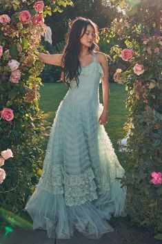 Sharelle Gown Floor Length Gown, Layered Skirt, Tulle Lace, Lace Gown, Backyard Wedding, Tulle Dress, Spring Dresses, Fitted Bodice, Dress Codes