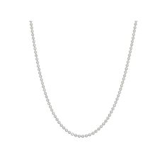 Hang your favorite pendant or charm from this lovely sterling silver diamond-cut ball chain necklace.CHAIN DETAILS Type: ball Clasp: lobster-claw Metal: rhodium-plated sterling silver Size: 18". Color: Grey. Gender: female. Age Group: adult. Classic White Gold Ball Chain Jewelry, Classic Ball Chain Necklace As Gift, Silver Jewelry With Box Chain And Round Beads, Classic Cable Chain Necklace With Round Beads, Sterling Silver White Gold Ball Chain Jewelry, Sterling Silver Jewelry With Ball Chain In White Gold, Sterling Silver Jewelry With White Gold Ball Chain, Silver Necklace With Ball Chain As Gift, Silver Ball Chain Necklace As A Gift