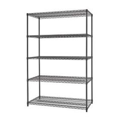 four tiered shelving unit with wire shelves on each side and one shelf below