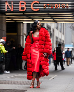 @wendyosefo Red Leather Dress Outfit, Leather Dress Outfit, Red Leather Dress, Red Fur, Luxury Style, Leather Dress, Dress Outfit, Red Leather, Fashion Blogger