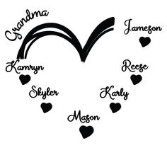 a heart with the names of different families