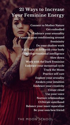 20 Best Ways to Increase Feminine Energy in 2024 Healthy Feminine Energy, Toxic Feminine Energy, Black Feminine Energy, Increase Feminine Energy, Youtube Topics, Laurie Cabot, Connect To Nature, Feminine Energy Aesthetic