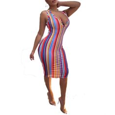 Nwot Shein Striped Notched Bodycon Dress Sleeveless Multicolor Size L Fabric: Medium Stretch Fit Type: Slim Fit Sheer: No Composition: 100% Polyester Type: Bodycon Color: Multicolor Style: Sexy Pattern Type: Striped Neckline: Notched Sleeve Length: Sleeveless Waist Line: High Waist Hem Shaped: Pencil Length: Knee Length Material: Fabric Care Instructions: Machine Wash Or Professional Dry Clean Body: No Pictures Are Part Of The Description. See Pictures For Approxmimate Measurements Color May App Multicolor Fitted V-neck Sleeveless Dress, Trendy Striped Dresses For The Beach, Trendy Multicolor Sleeveless Dress For Spring, Trendy Multicolor Sleeveless Spring Dress, Red Stretch Sleeveless Dress For Summer, Trendy Red Sleeveless Dress, Spring Beach Sleeveless Bodycon Dress, Striped Sleeveless Mini Dress For Spring, Red Bodycon Sleeveless Dress For Summer