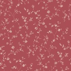 a red background with white flowers and vines on the bottom half of it, as well as small leaves