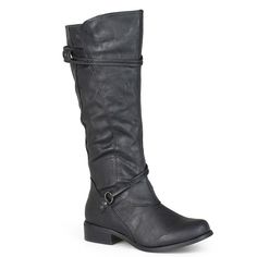 Display your fierce fashion sense in these Harley knee-high riding boots from Journee Collection.WC = wide calf; XWC = extra wide calfWatch the video to find out how to perfectly fit your boots.BOOT FEATURES Side zipper ensures easy on and off Low heel offers stability and comfort BOOT CONSTRUCTION Manmade upper / lining TPR outsole BOOT DETAILS Round toe Zipper closure Lightly padded footbed 1-in. heel 14-in. shaft 16-in. circumference 17-in. WC circumference 18-in. XWC circumference  Size: 7 W Harley Women, Harley Boots, Extra Wide Calf Boots, Wide Calf Knee High Boots, Wide Calf Riding Boots, Knee High Riding Boots, Womens Riding Boots, Black Riding Boots, Wide Calf Boots