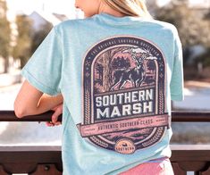 Washed Moss Blue | Genuine Tee | Deer Hunting Casual Country Outfits, Silhouette Logo, Hunting Design, Casual Fashion Trends, Country Style Outfits, Southern Marsh, Oxford Blue, Southern Girl, Aesthetic Shirts