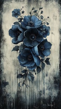 Gothic Grunge Flower Art: Vintage Indigo & Bronze Aesthetic Poster Bronze Aesthetic, Blue Roses Wallpaper, Next Wallpaper, Gothic Flowers, Language Works, Japanese Bowls, Umbrella Art, Light Blue Aesthetic, Aesthetic Poster