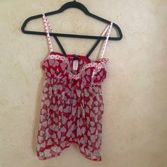 Victoria’s Secret Lingerie With Heart Pattern Size 34b Top And S/M Bottom. Flirty Camisole For Beach, Victoria's Secret Underwire Sleepwear For Summer, Victoria's Secret Summer Sleepwear, Victoria Secret Lingerie, Heart Pattern, Heart Patterns, Women's Intimates, Victoria’s Secret, Red White