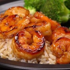 shrimp and rice with broccoli on the side