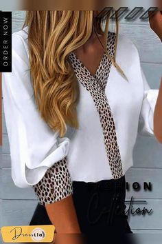 Top Casual V-neck Hollow Lace Patchwork Long Sleeve Top Women's Workwear Shirt White Top New Mode Over 50, Basic Streetwear, Streetwear Tops, Work Wear Women, Women Long Sleeve Tops, Women Shirts Blouse, Work Casual, White Tops, Work Outfit