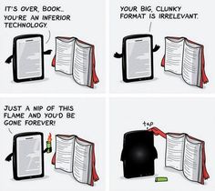 a comic strip with an open book on it