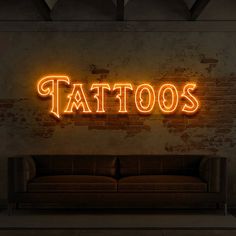 Tattoos Neon Sign Neon Gas, Commercial Signs, Neon Artwork, Business Signage, Event Exhibition, Tattoo Parlors, Custom Neon Signs, Outdoor Signs, Power Outlet