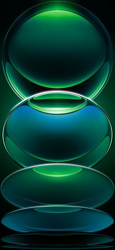 an abstract green and blue background with circles on the bottom, in front of a black background