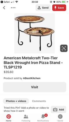 two tiered table with pizza on it for $ 3 99 each, and the price is