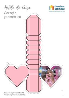 an image of a cut out of a pink heart shaped box with the words coraca geometric