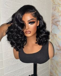 Black Women Hairstyles Side Part, Jet Black Side Part, Lace Glue, Lace Wigs Styles, Hair Extensions For Short Hair, Side Part Hairstyles, Haute Hair, Custom Signature