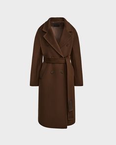 The KOURT W by RUDSAK is a women's belted wool coat crafted from a luxurious wool and cashmere blend. This double-breasted coat features two hip pockets and a belt with a logo detail, adding a touch of elegance. Designed for timeless style, the KOURT W coat is the perfect staple for fall, offering both sophistication and warmth. Make a statement this fall with the KOURT W by RUDSAK, a luxurious essential for the modern woman. Luxury Wool Belted Outerwear, Luxury Belted Wool Coat For Formal Occasions, Wool Coat With Self Belt For Fall, Wool Double-breasted Belted Pea Coat, Double-breasted Wool Pea Coat With Belted Cuffs, Luxury Wool Outerwear With Belted Cuffs, Formal Winter Wool Coat With Self Belt, Formal Wool Coat With Self Belt For Winter, Luxury Brown Wool Coat With Double Button Closure