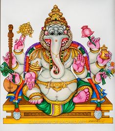 a painting of an elephant god sitting on top of a table