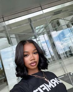 Bob With Glasses Black Women, Oval Head Hairstyles Black Women, Short Hair Styles Silk Press, 90s Hairstyles Aesthetic, Quick Wave Bob, Short Term Hairstyles For Black Women, Heart Shaped Face Hairstyles Black Women, Cool Hairstyles Black Women, Black Bob Black Women