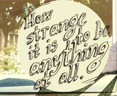 there is a sign that says how strange it is to be anything on all sides