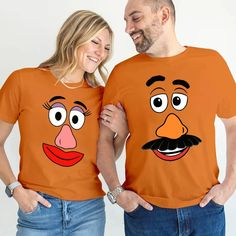 "Mr Potato And Mrs Potato Head Shirt, Cute Thanksgiving Shirt, Custom Couple Shirt, Fall Family Matching Shirt, Funny Thanksgiving Tees, Fall 📢Please Check All Photos For Details.   📢Choose Your T-Shirt Size From The Drop-Down Lists Next To The item Picture   📢Choose Of Your T-Shirt Color From The 2nd Picture   📢Use \"Add message to Seller\" link On The Checkout Page To Send me the Following important Details For Your Order's Customization.   📢Shipping Time Varies by location (we are located in Sugar Land, Texas) please consider that our turn around time is 1 to 3 business days.   📢 ⭐Which brand do you use for t-shirts? We use Soft style Gildan, Bella Canvas Unisex, Rustic United, Comfort Color, Hanes, District, Outlash, Tees and Next Level when we have a shortage of stocks for certa Mr Potato Head Tshirt, Mr And Mrs Potato Head Couple Shirts, Fun Orange Short Sleeve Shirt, Funny Orange Crew Neck Top, Mrs Potato Head, Mr Potato, Thanksgiving Tee, Monsieur Madame, Turkey Shirts