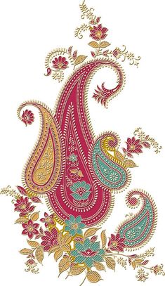 an ornate paisley design with flowers and leaves